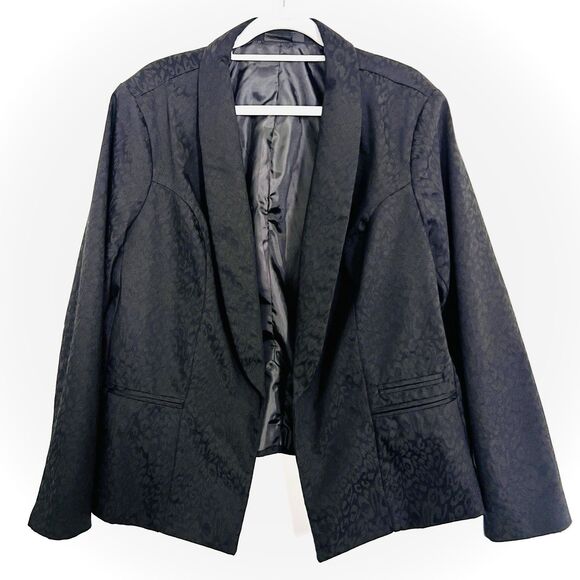 ana Jackets & Blazers - a.n.a. Black Swirl Satin Lined Blazer Jacket Plus Size 2X